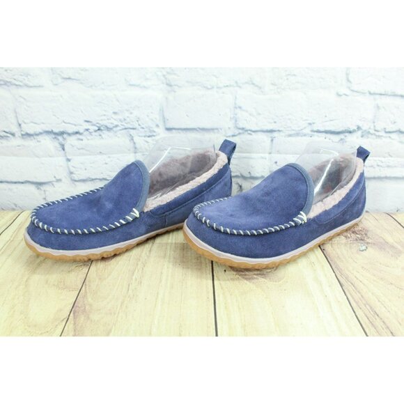 LL Bean Purple Suede Slip-On Fleece Lined Mountain Moccasin Slippers Size 8 M - Picture 2 of 9